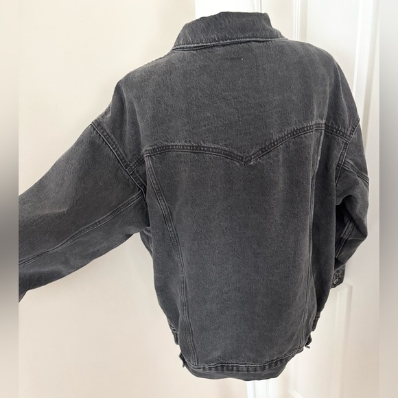 Levi’s Silver Tab Washed Black Oversized Baggy 90s Trucker Thick Denim Jacket - Picture 5 of 14